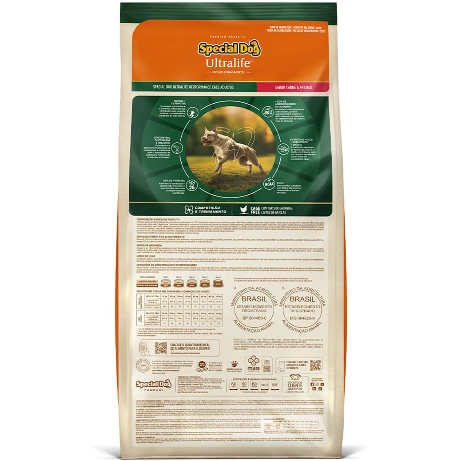 Racao Special Dog Ultralife Performance Caes Adultos Carne e Frango verso da embalagem-2